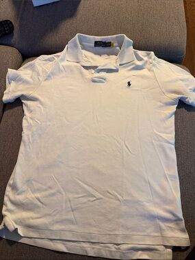 Ralph Lauren White Polo Shirt with Navy Label